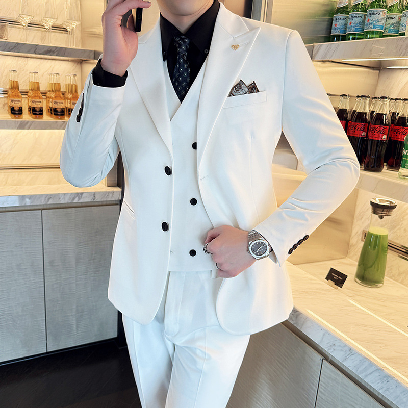 Men'S Formal Dinner Wear - White Mens Suits 3 Pieces Slim