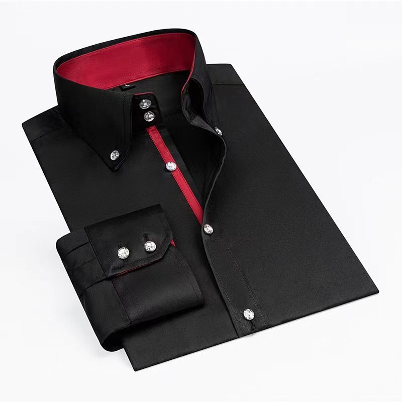 Korean Men Formal Wear - Men Designer Dress Shirt Button-down Collar