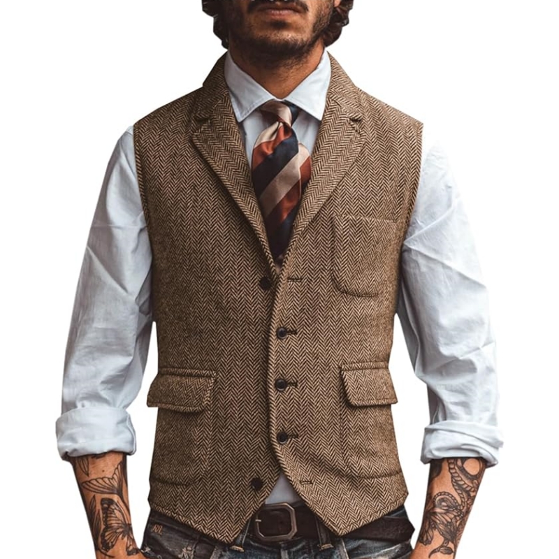 Men Formal Wear Vest - New V Neck Lapel Men's Suits