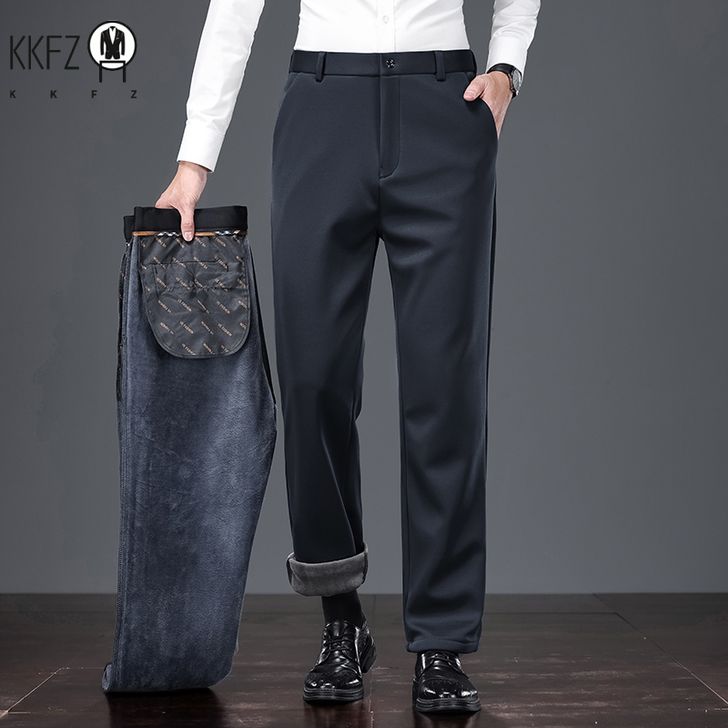 Men'S Formal Wear In Winter - Slim Warm Male Formal Suit Slacks