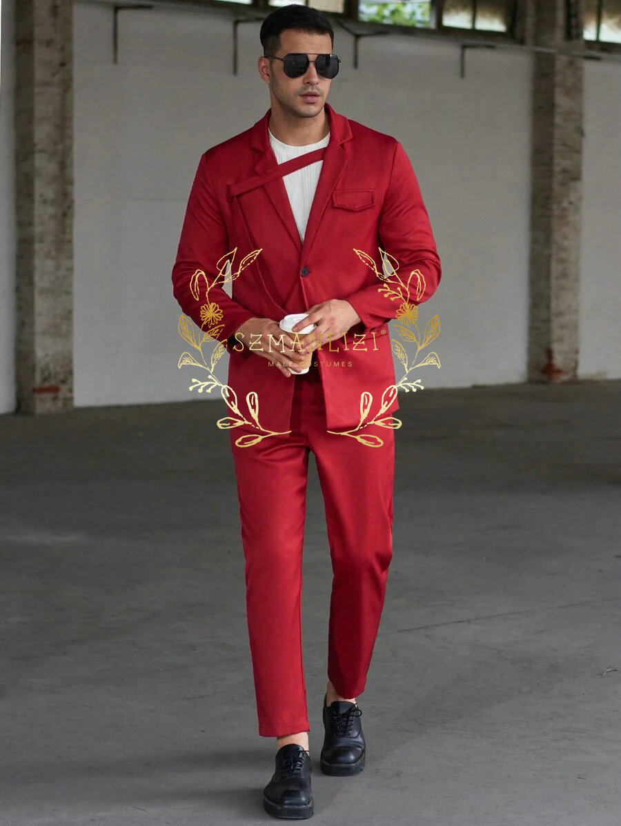 Men'S Formal Dinner Wear - Fashionable Casual Men's Suits Red Tuxedo