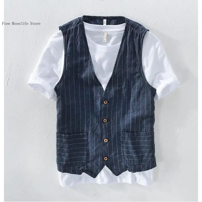 British Casual Linen Vest for  - Men Formal Wear Vest review and price