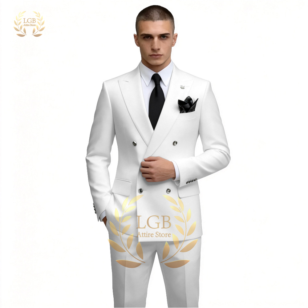 Men's White Double Breasted Su - Men'S Formal Dinner Wear review and price