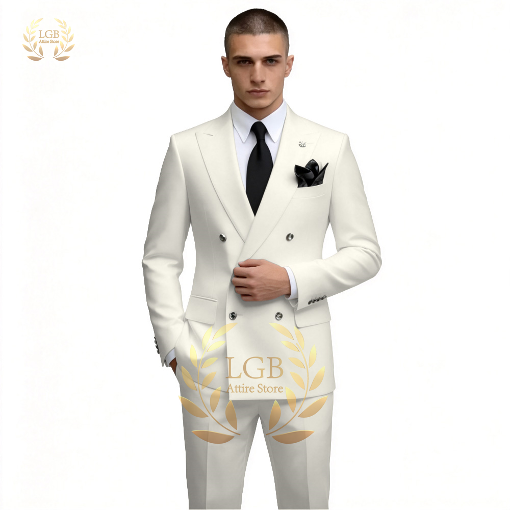 Men's White Double Breasted Su - Men'S Formal Dinner Wear review and price