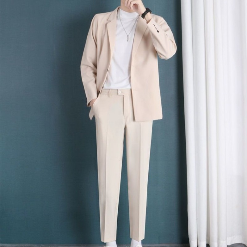 Men's Apricot Tow Piece Suit S - Korean Men Formal Wear review and price