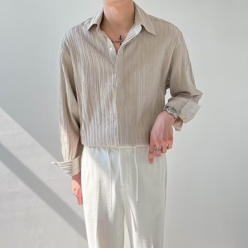 Black Apricot White Long-sleev - Korean Men Formal Wear review and price