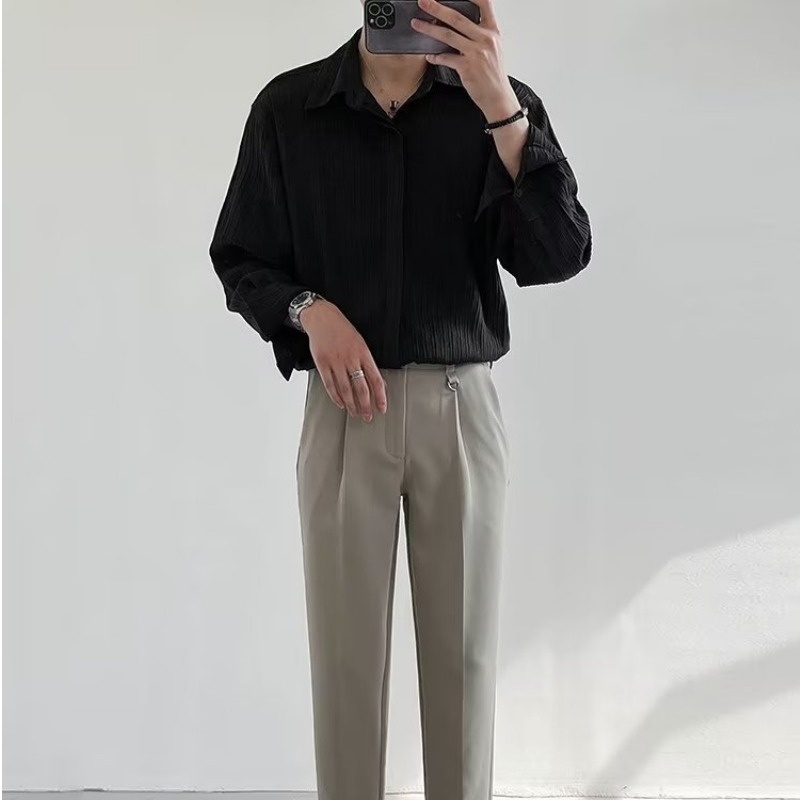 Black Apricot White Long-sleev - Korean Men Formal Wear review and price